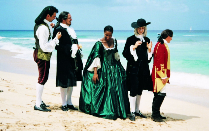 London Festival Opera singers The Barber of Seville on the beach in Barbados