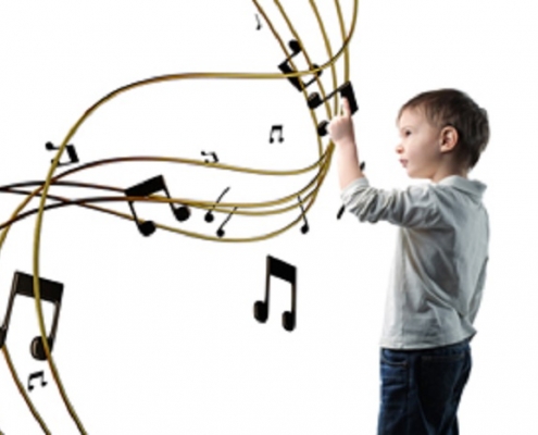 A child learning music