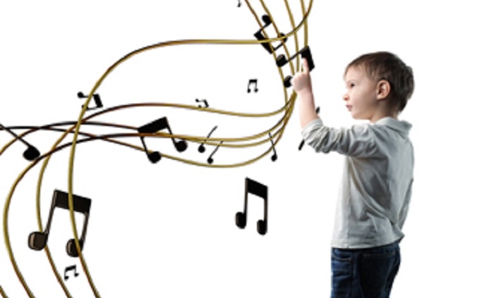 A child learning music